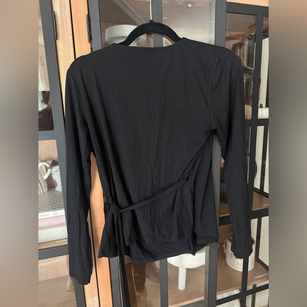 & other stories modal yoga top ballerina modal wrap cropped tie waist vneck - Picture 7 of 7